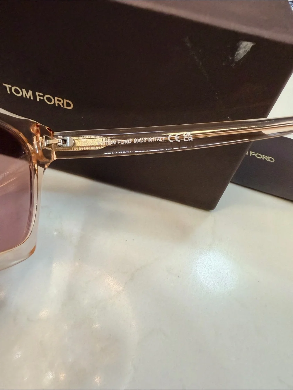 Tom Ford Women’s Translucent Peach Square Sunglasses
